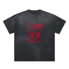 Hand-Frayed Sunfade Paint Splatter T-Shirt